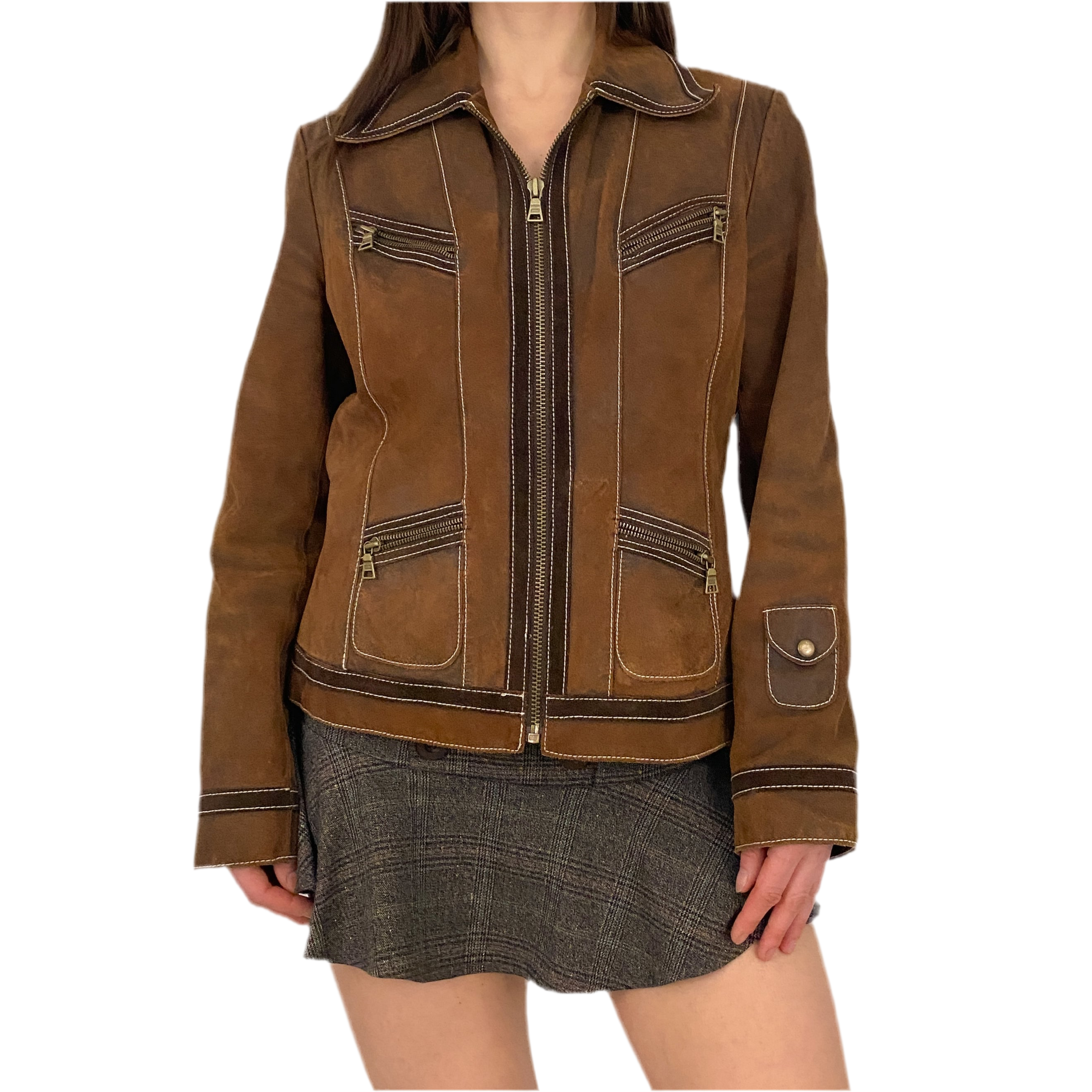 Guess Brown Leather Jacket (S)
