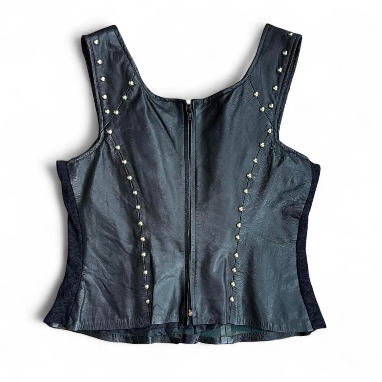 90s Studded Leather Corset Top (XL)