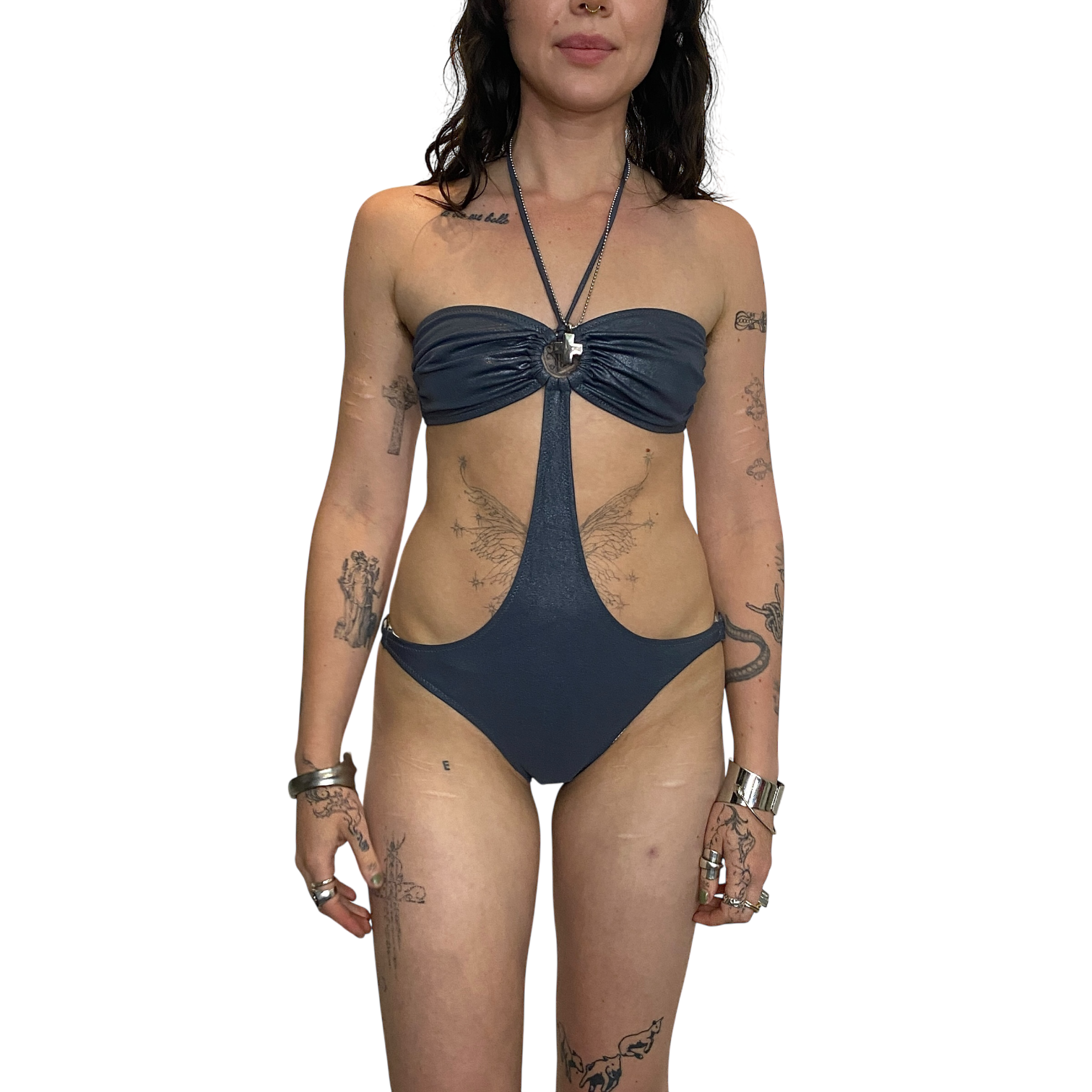 Deadstock Vintage Metallic Cut Out One Piece (XS/S)