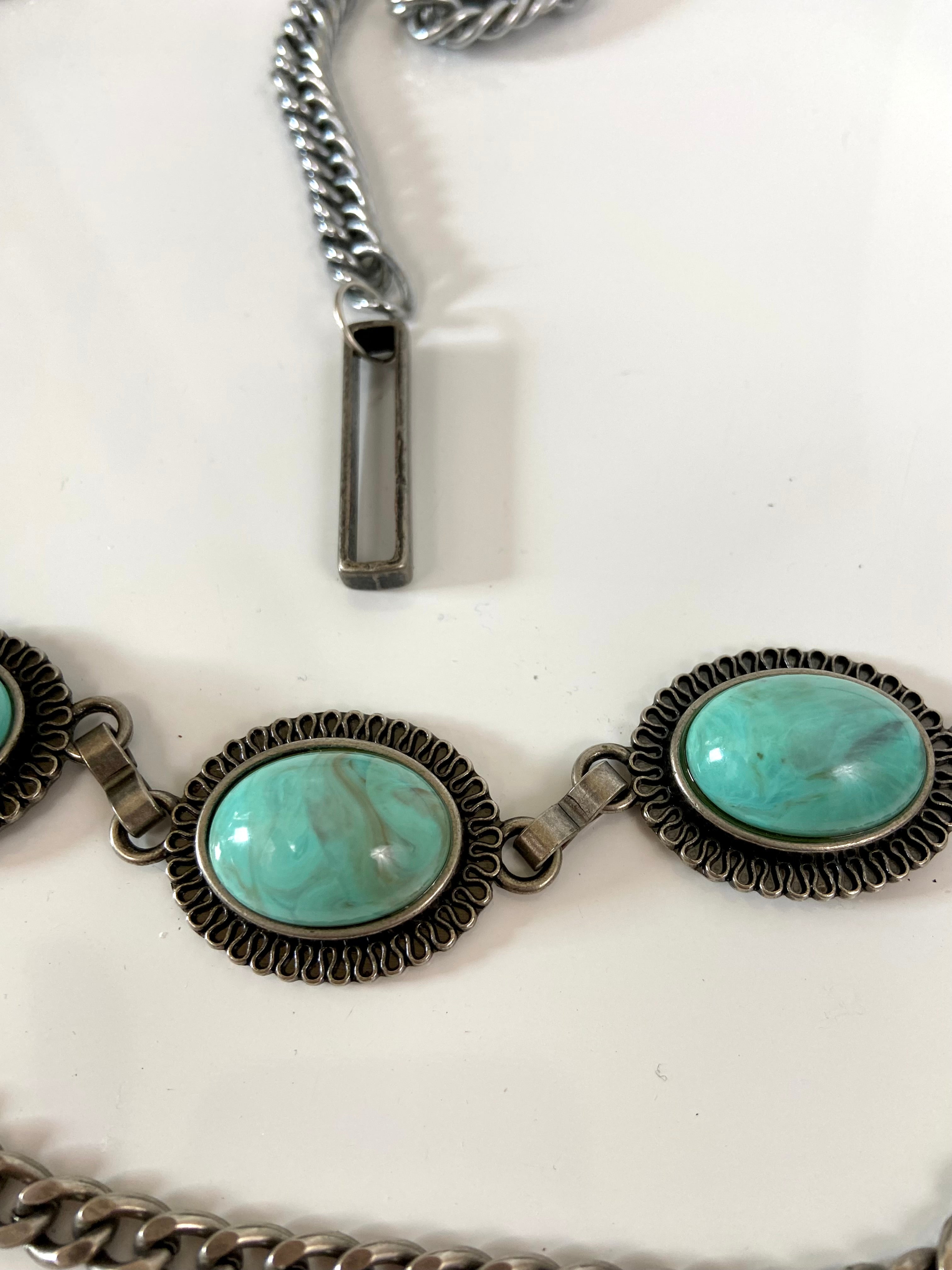 Silver Turquoise Chain Waist Belt
