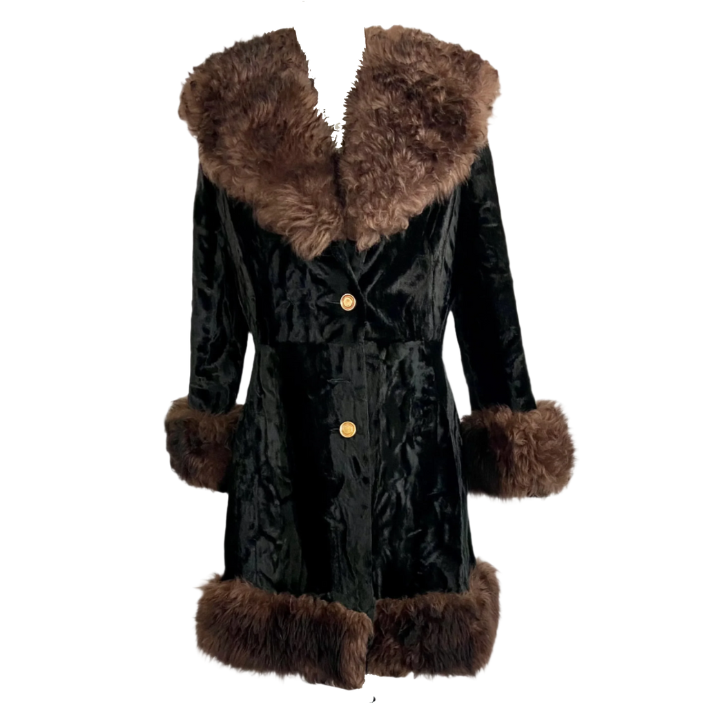Vintage Black furry Coat (L)