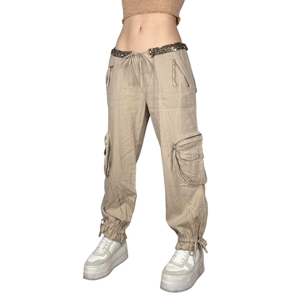 Y2K Linen Low Rise Cargos (M)