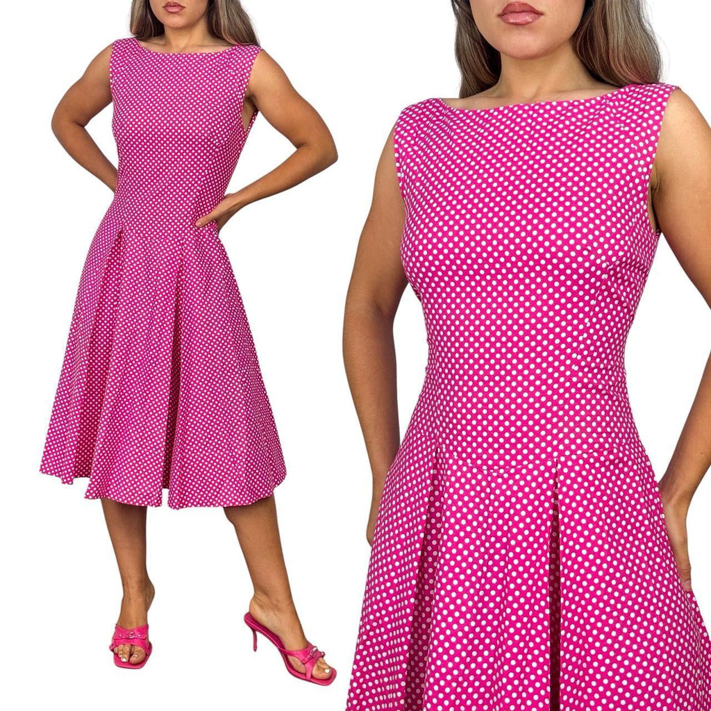 50s Vintage Polka Dot Midi Dress (L)