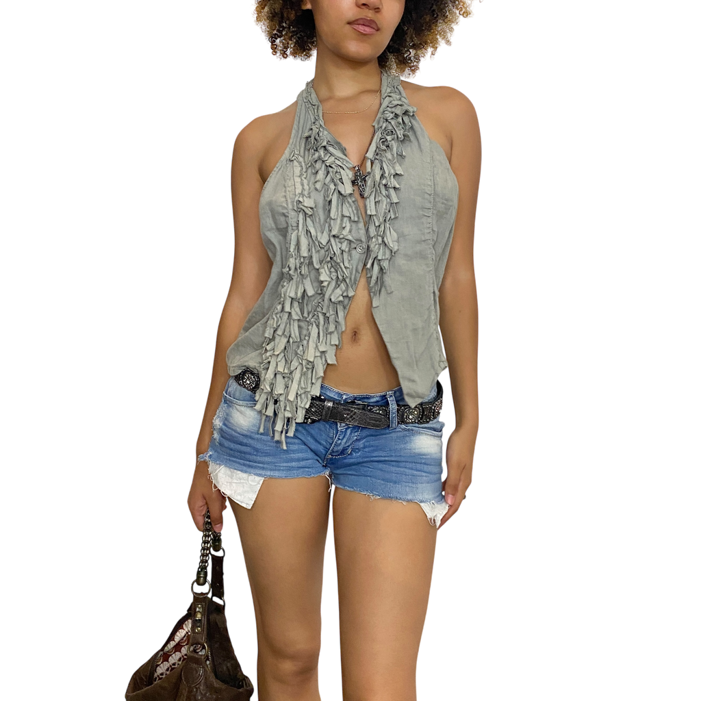 Vintage Boho Chic Fringe Waistcoat (M)