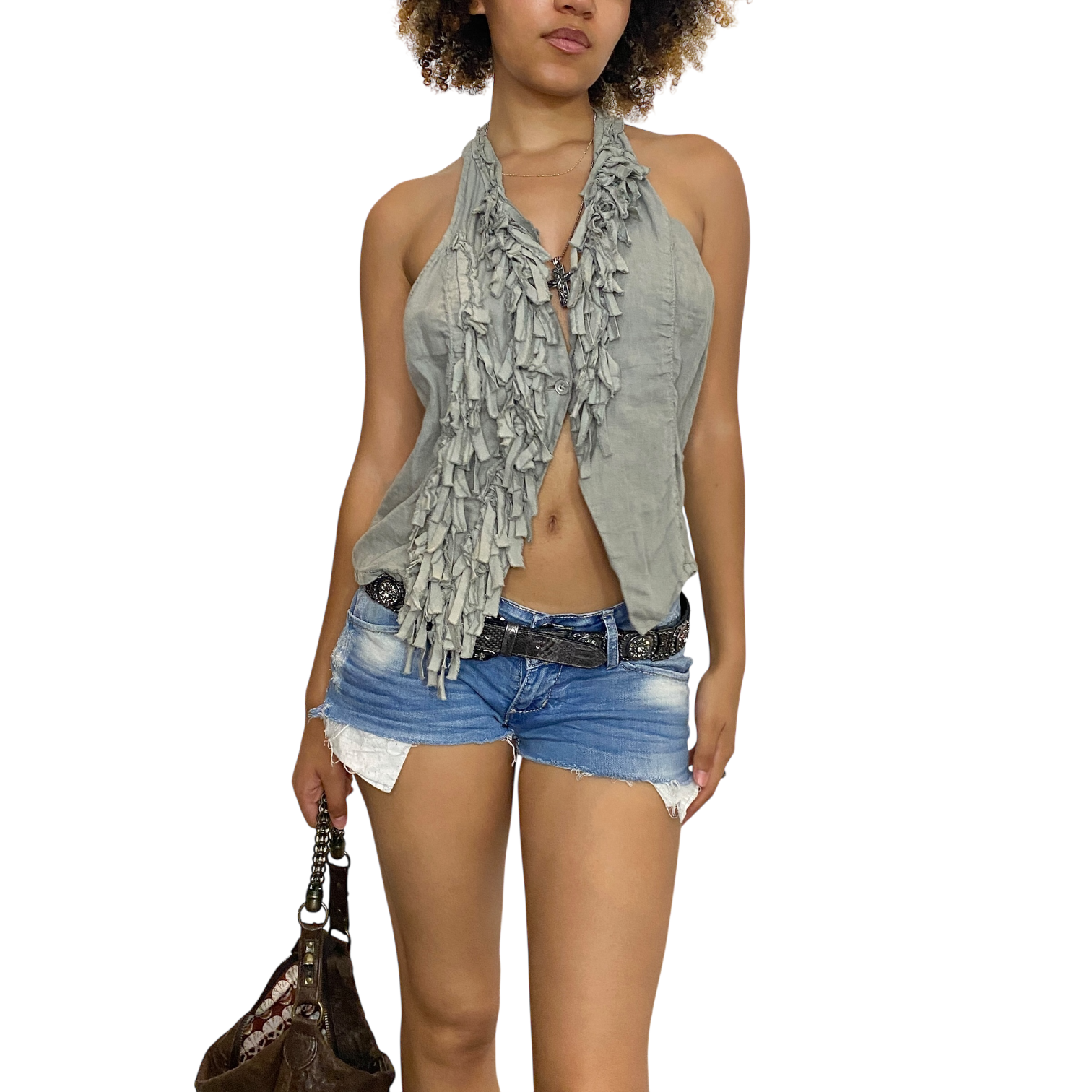 Vintage Boho Chic Fringe Waistcoat (M)