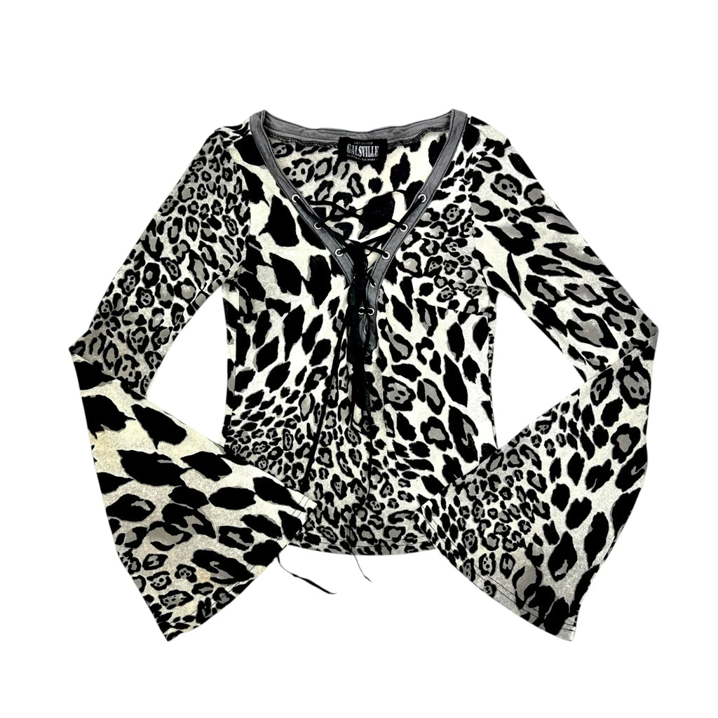 Snow Leopard Tie Up Top (XS/S)