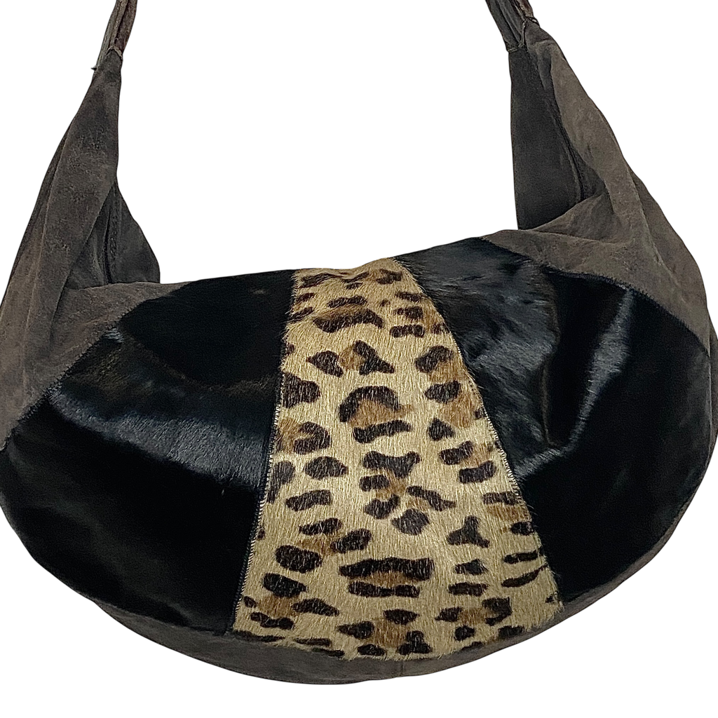 Vintage Suede Pony Hair Slouch Bag