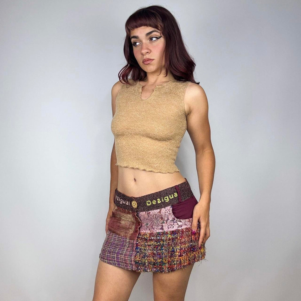 90s Gold Pointelle Crop Top (XS/S)