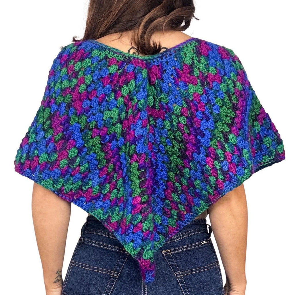 Vintage Wool Crochet Poncho (S/M)