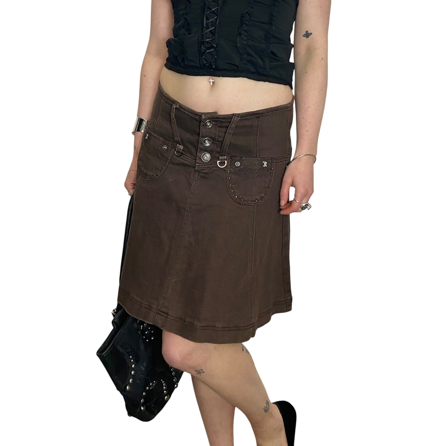 Vintage French Brown Midi Skirt (S/M)