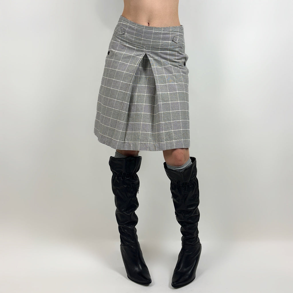 2000s Plaid Flared Midi Skirt (S)