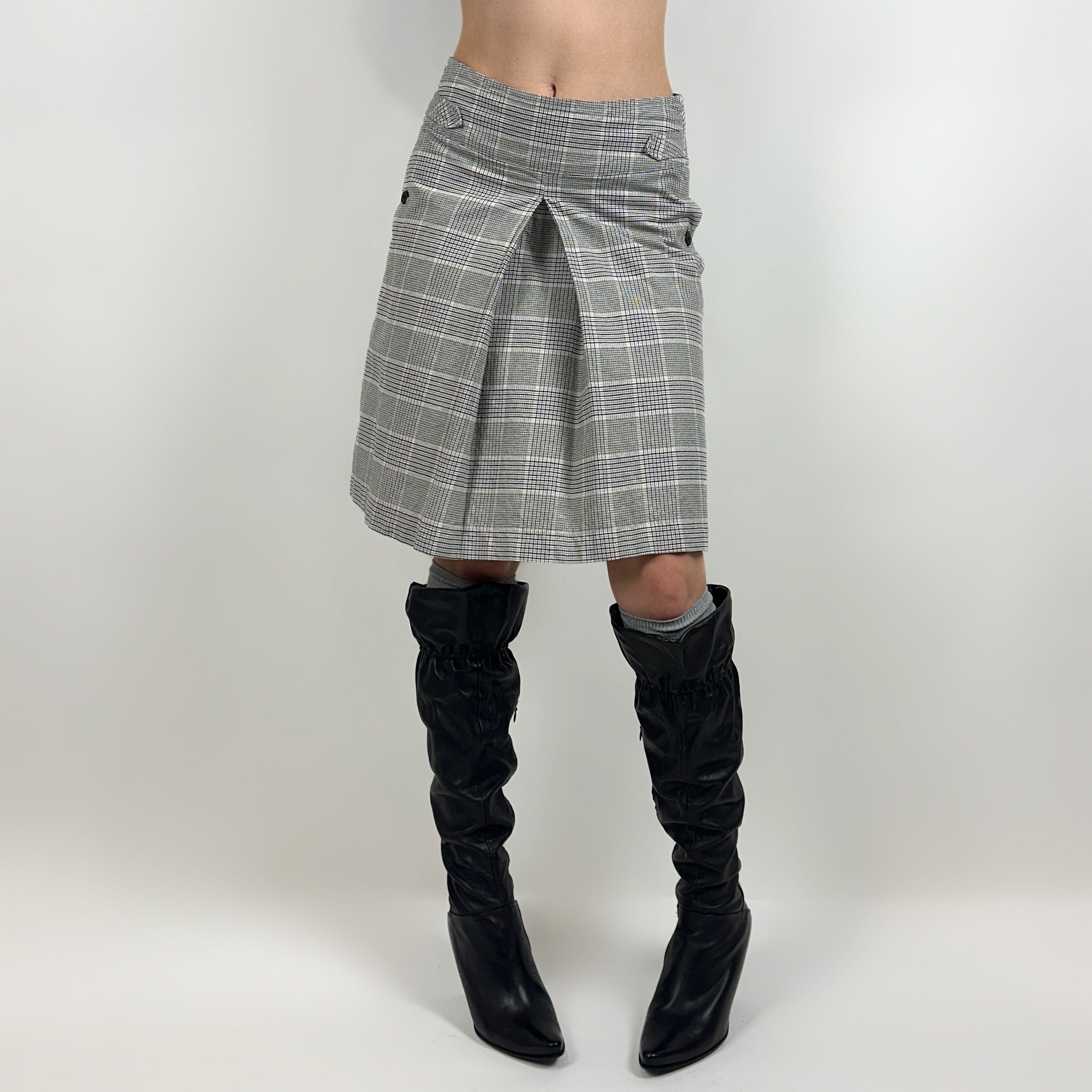 2000s Plaid Flared Midi Skirt (S)