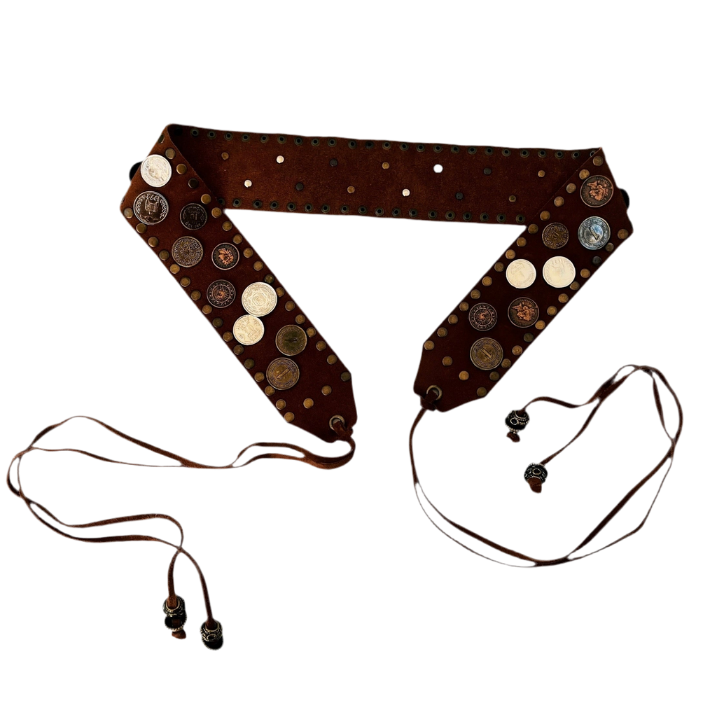 Genuine Suede Leather Coin Belt