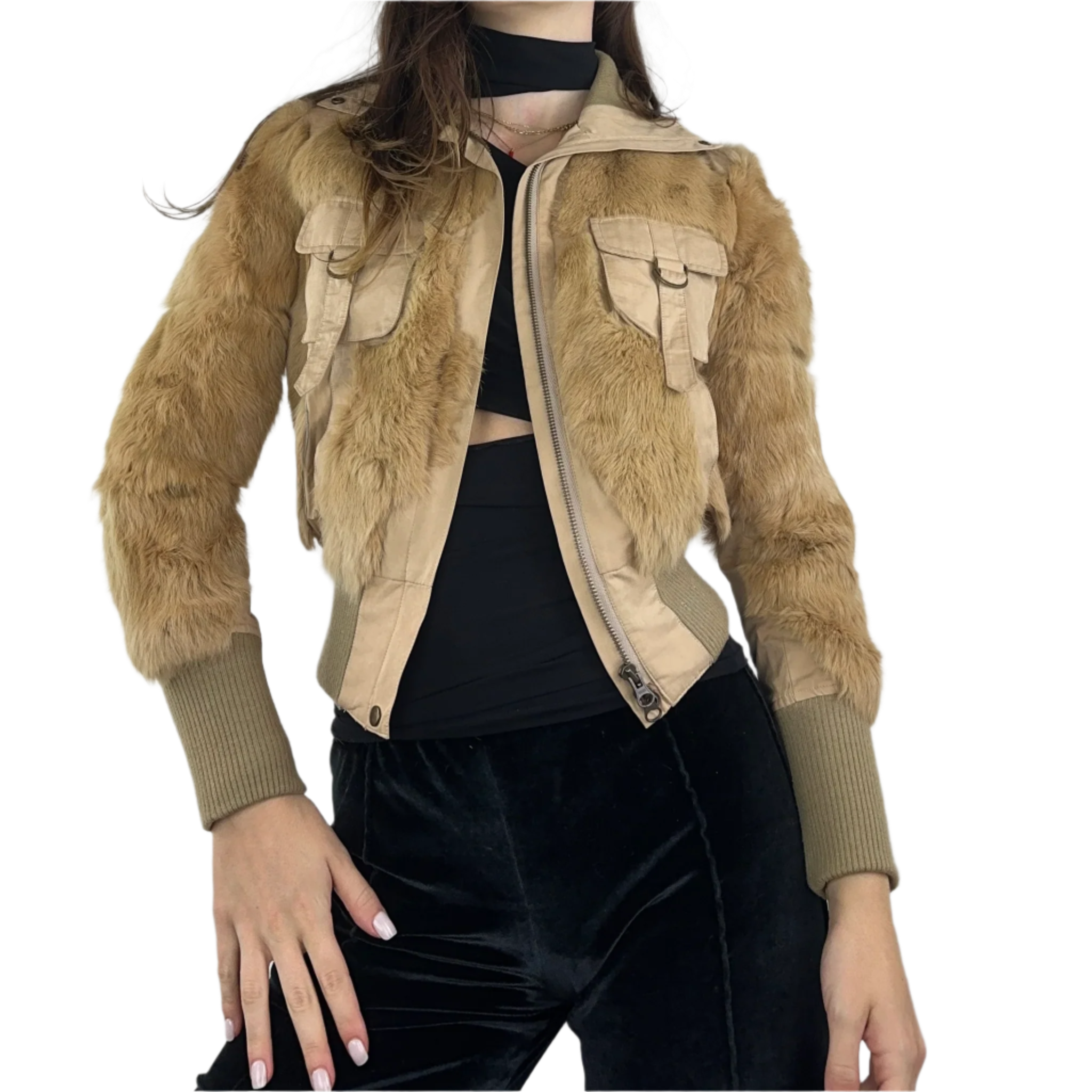 Fur Cargo Style Jacket (XS/S)