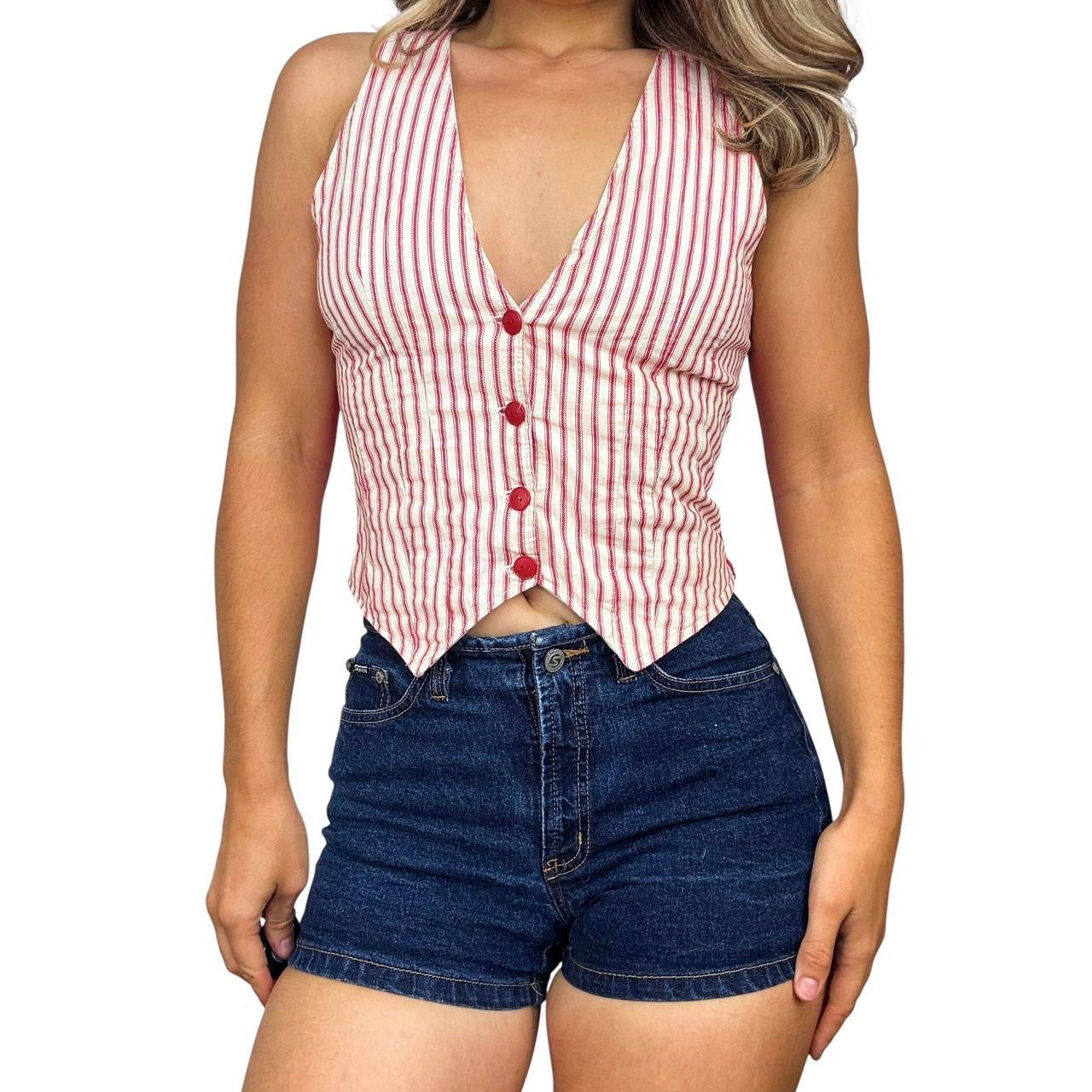 70s Striped Waistcoat Vest (S/M)