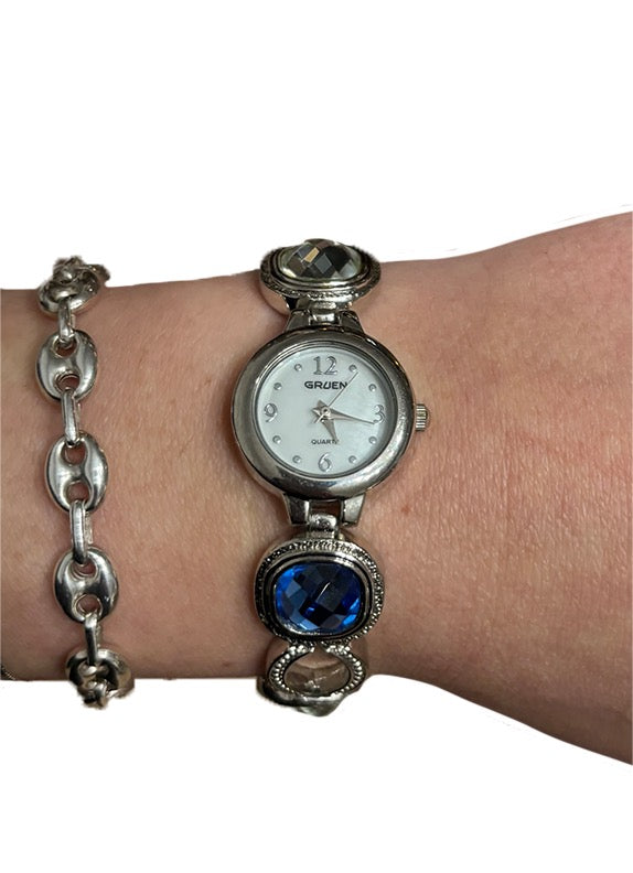 Silver & Blue Gem Watch