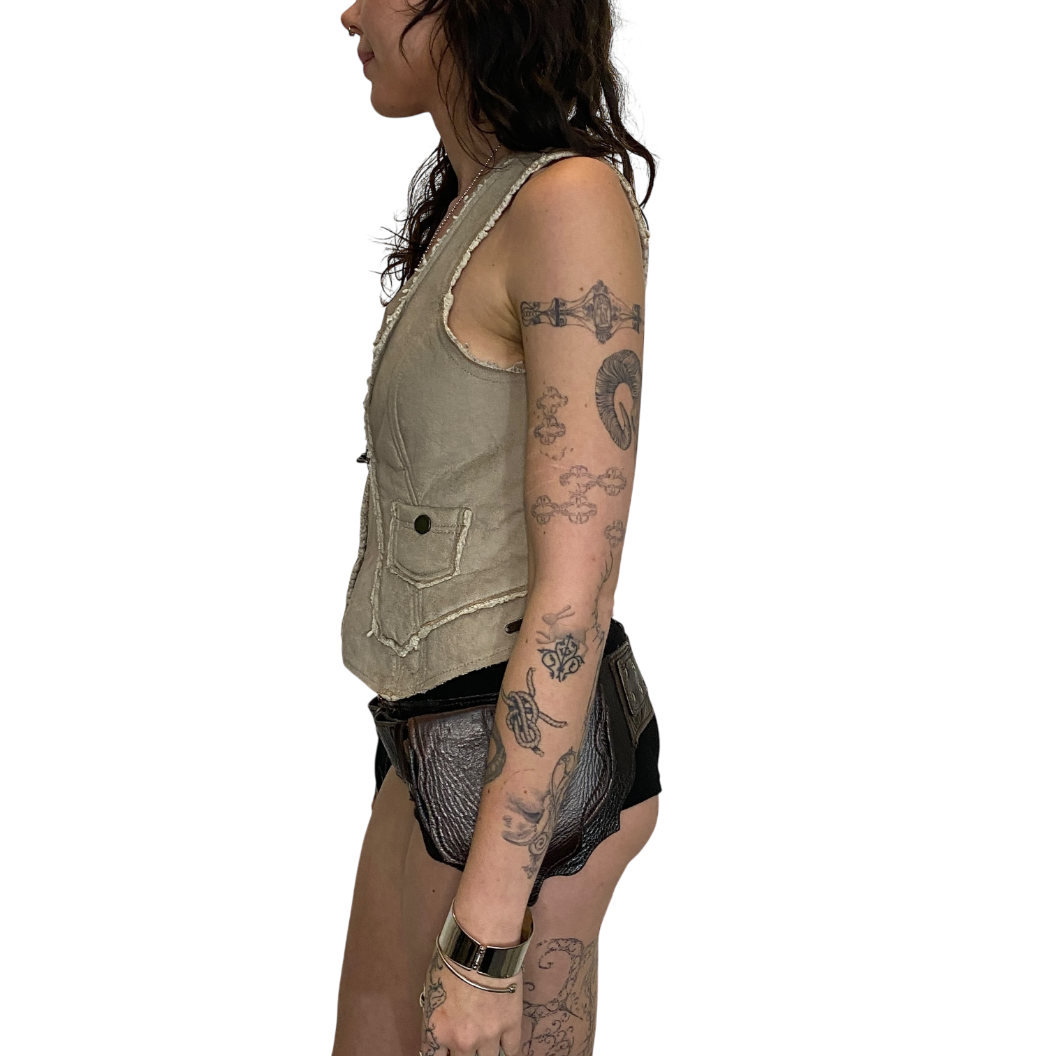 Vintage Faux Shearling Cropped Waistcoat (XS)