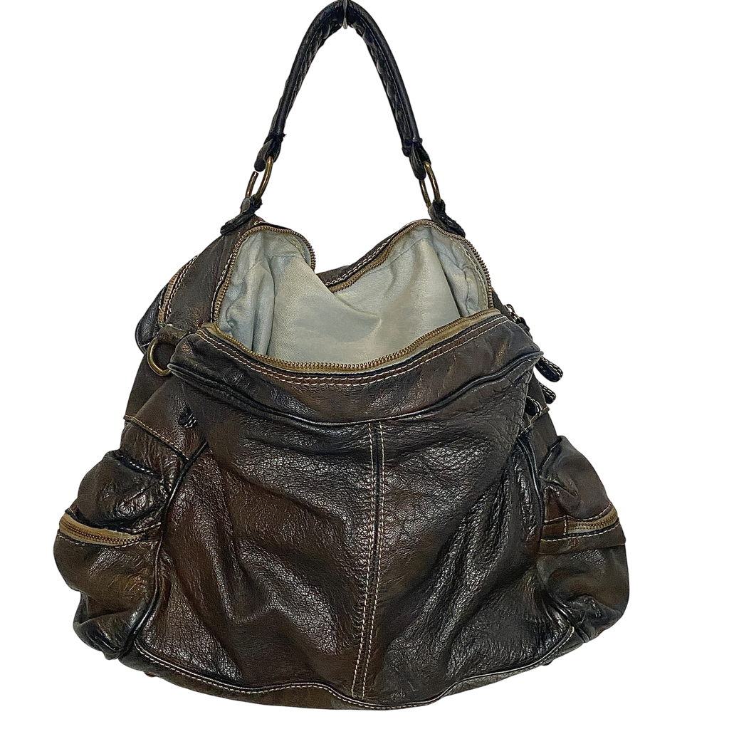 Vintage Italian Large Leather Hand Bag