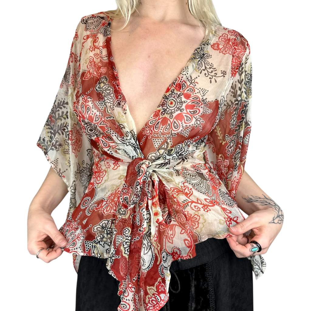 Vintage Kenzo Silk Boho Blouse (M/L)