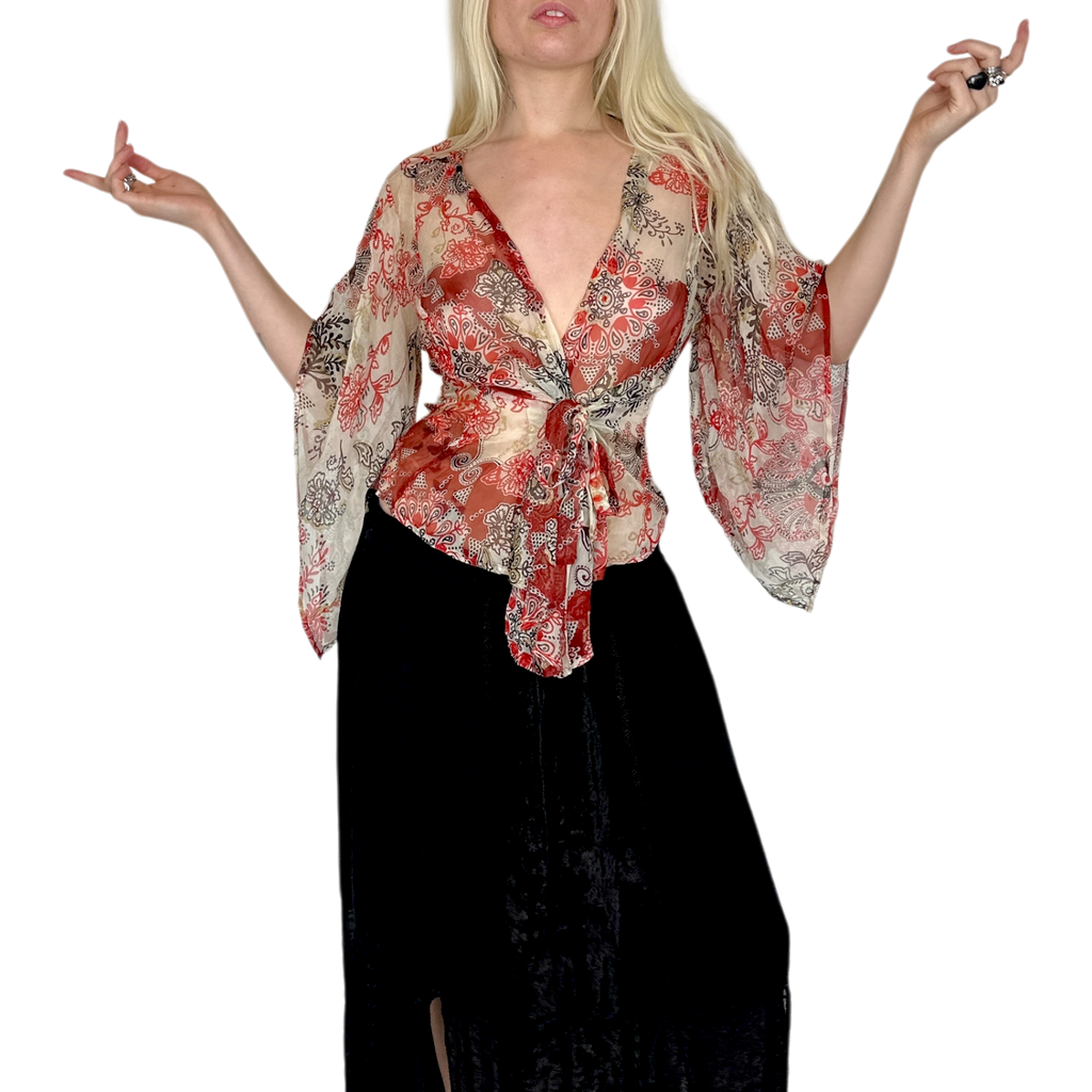 Vintage Kenzo Silk Boho Blouse (M/L)