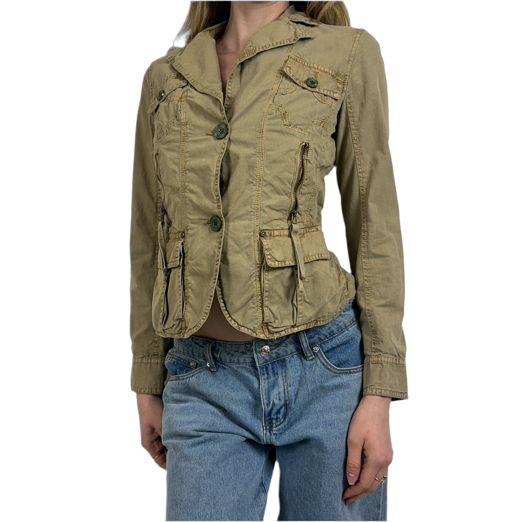 Vintage Khaki Military Jacket (S)