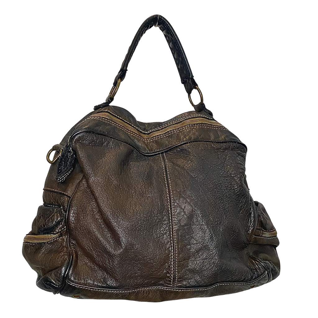 Vintage Italian Large Leather Hand Bag