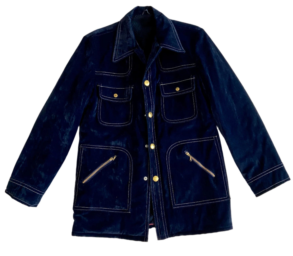 Vintage Blue Velvet Jacket (L)