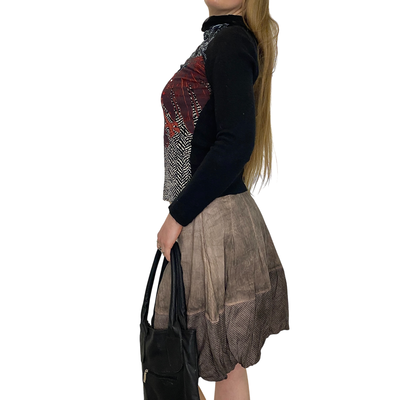 Vintage Grunge Bubble Midi Skirt (M/L)