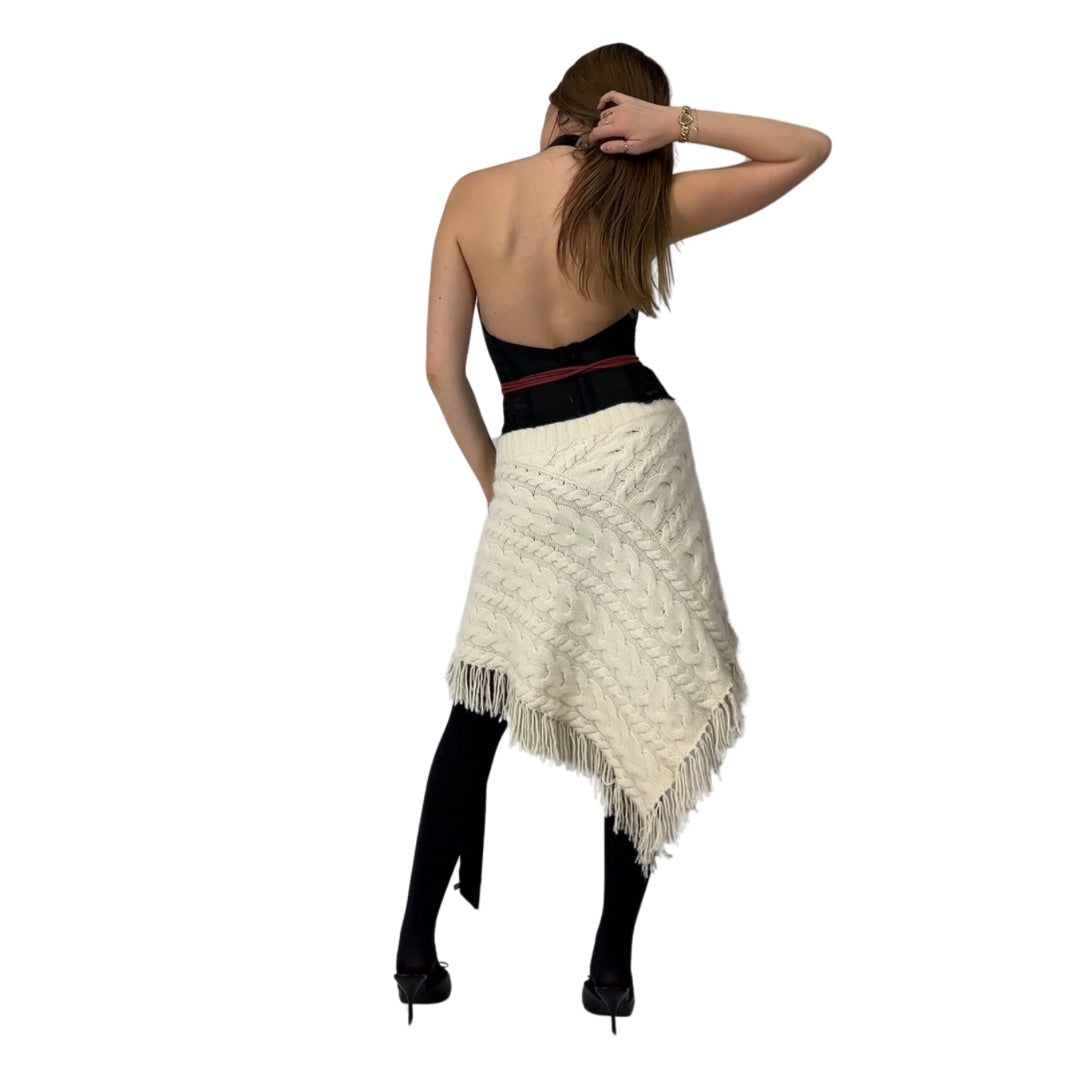 2000s Cream Wool Poncho Skirt/Top (XS/S)