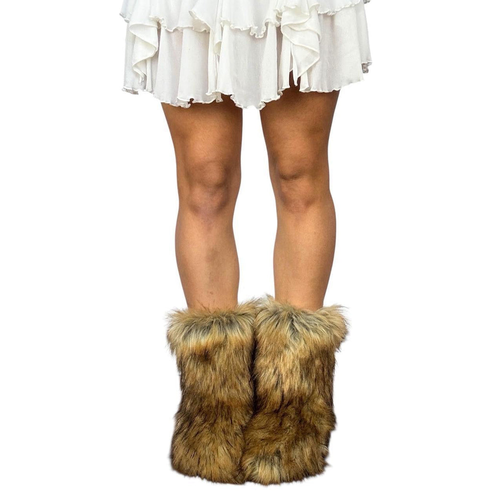 Y2K Brown Faux Fur Yeti Boots (7.5)
