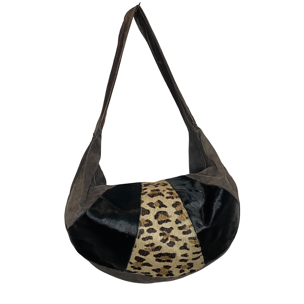 Vintage Suede Pony Hair Slouch Bag