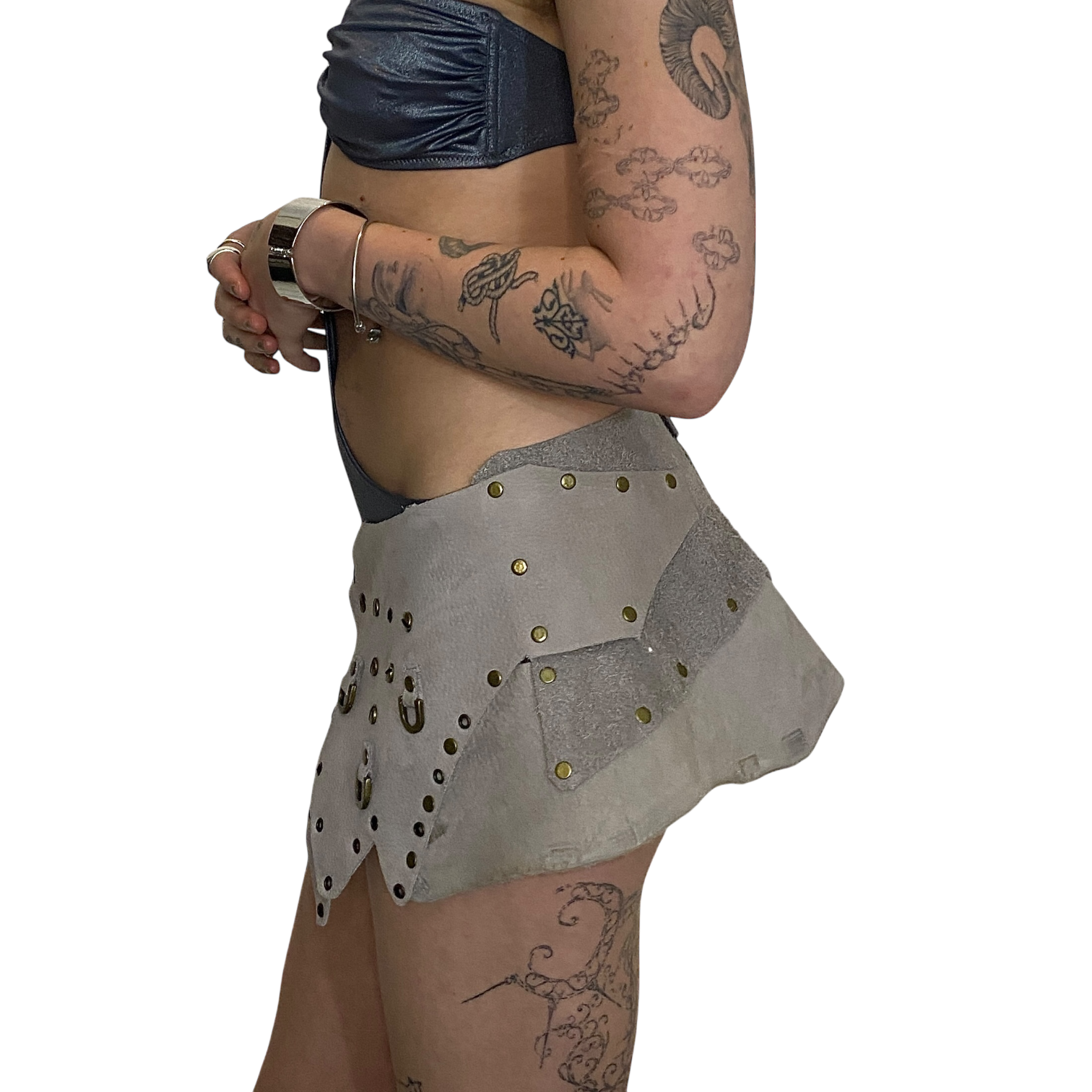 Vintage Leather Studded Belt Skirt (S-L)