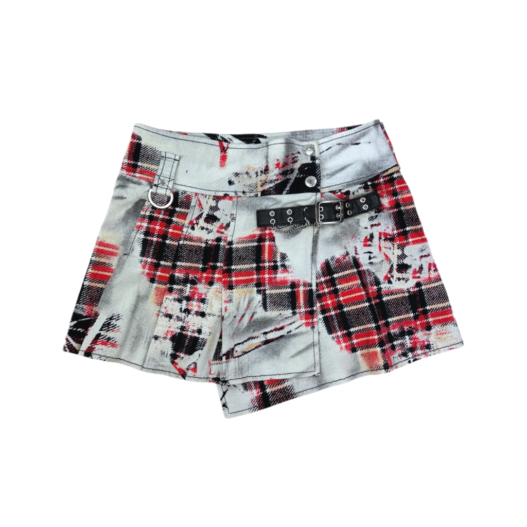Morgan De Toi Plaid Denim Skirt (XS/S)