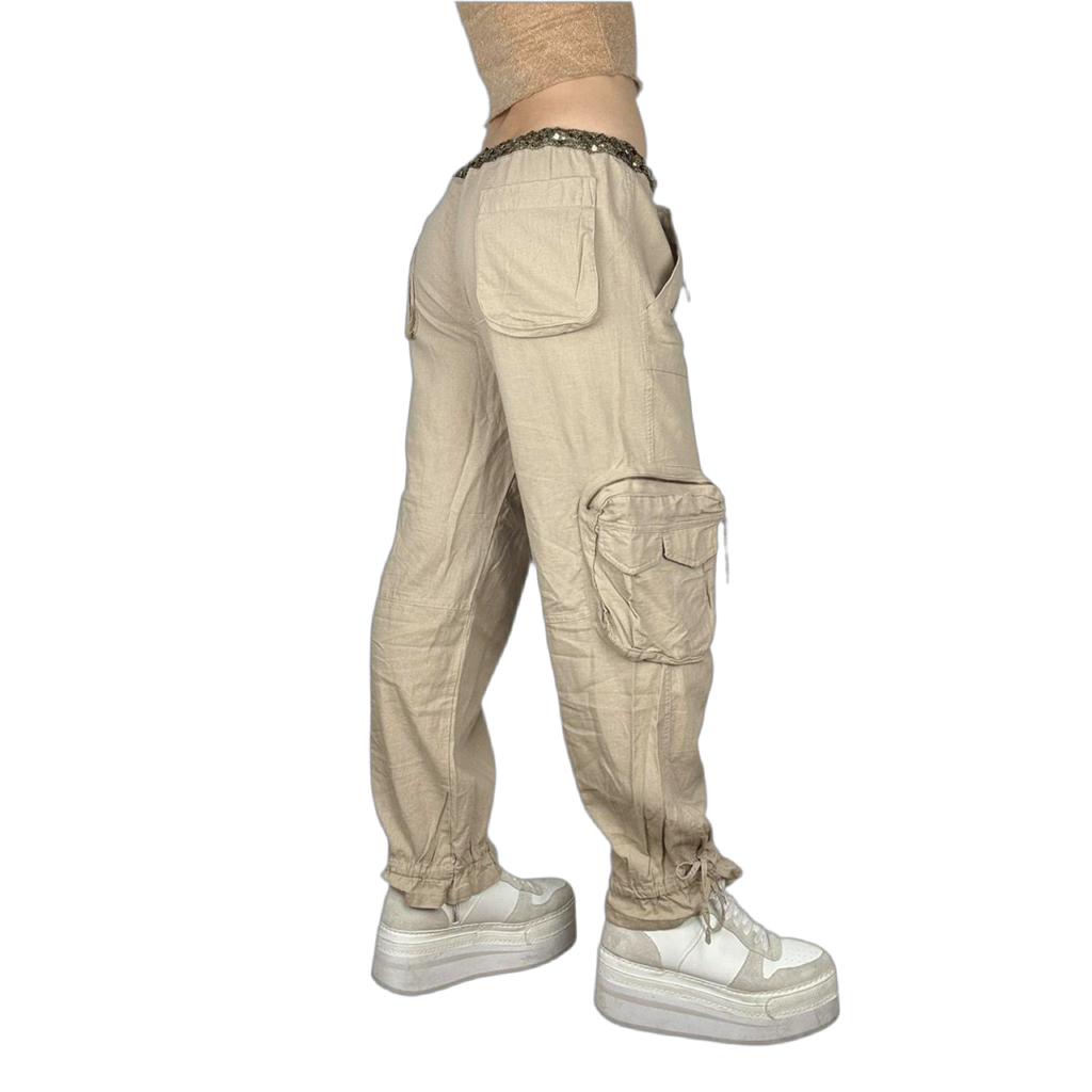 Y2K Linen Low Rise Cargos (M)