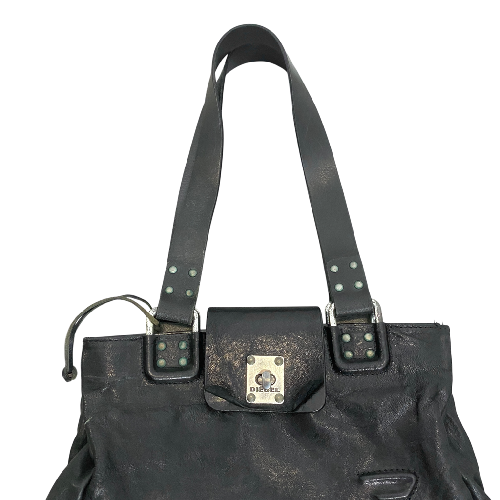 Vintage Leather Black Diesel Bag