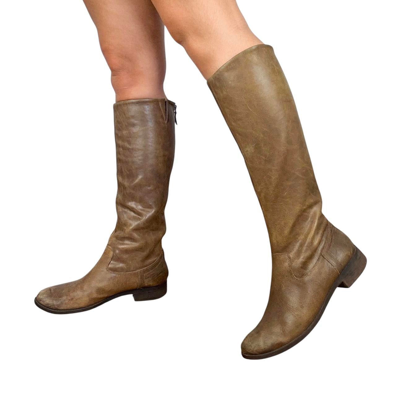 Vintage Brown Leather Knee-High Boots (8.5)