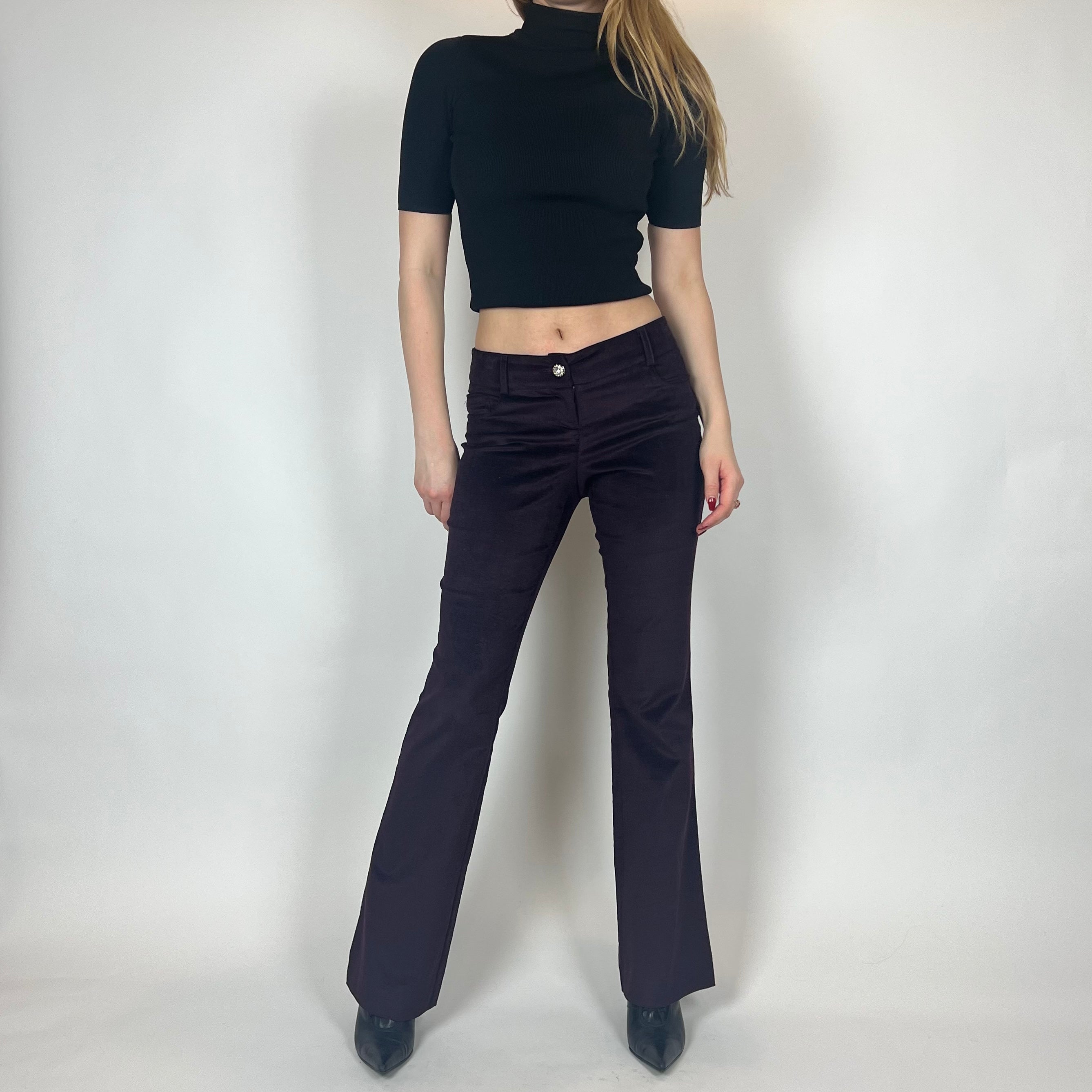 Caché Eggplant Low-Rise Corduroy Pants (S)