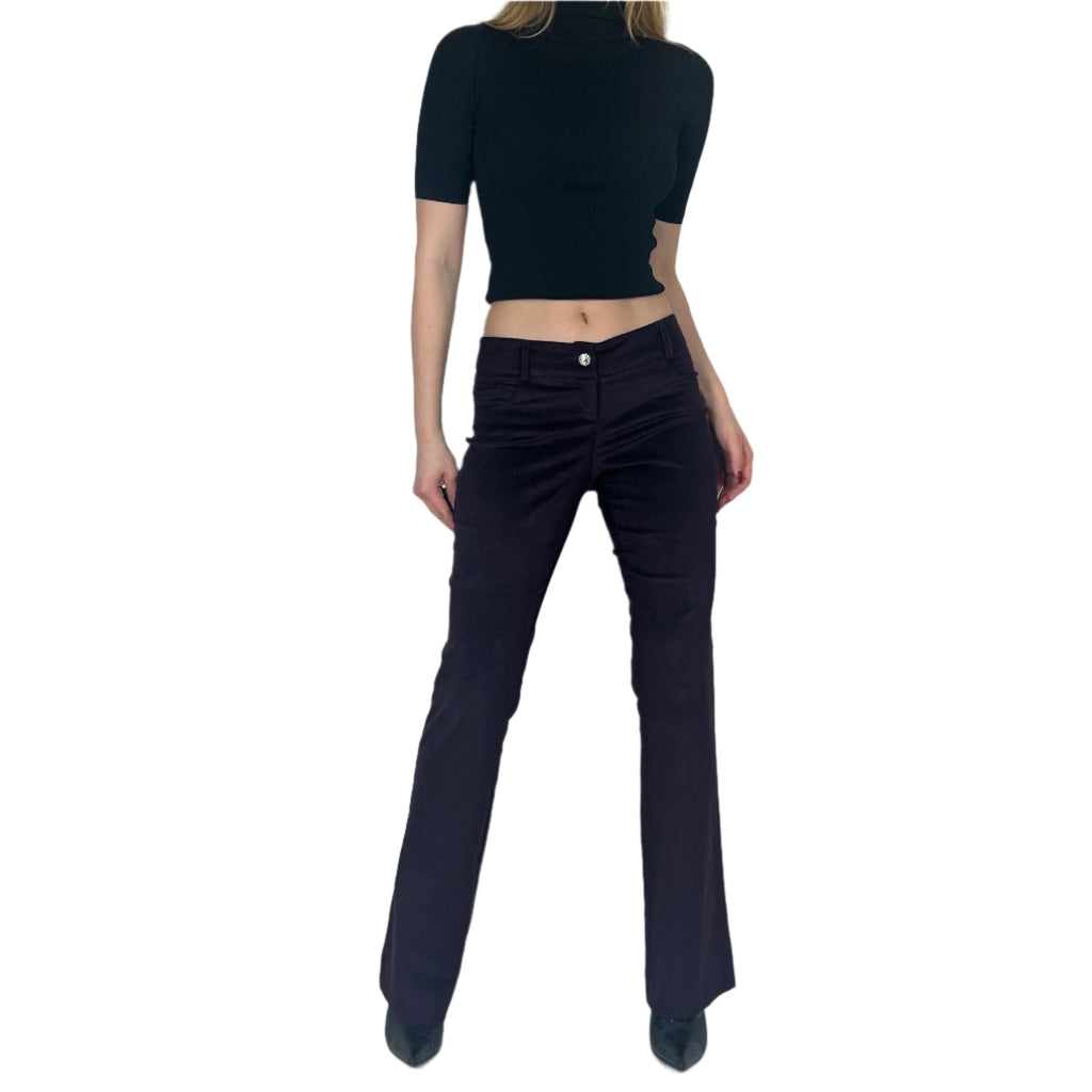 Caché Eggplant Low-Rise Corduroy Pants (S)