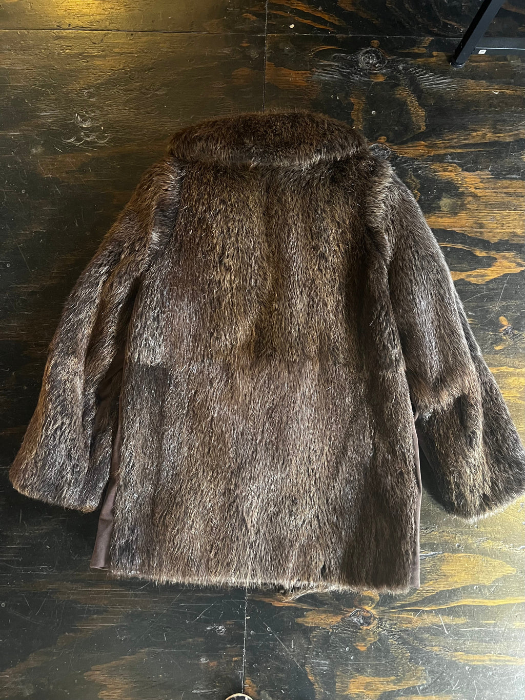 Brown Fur Suede Button Coat (M)