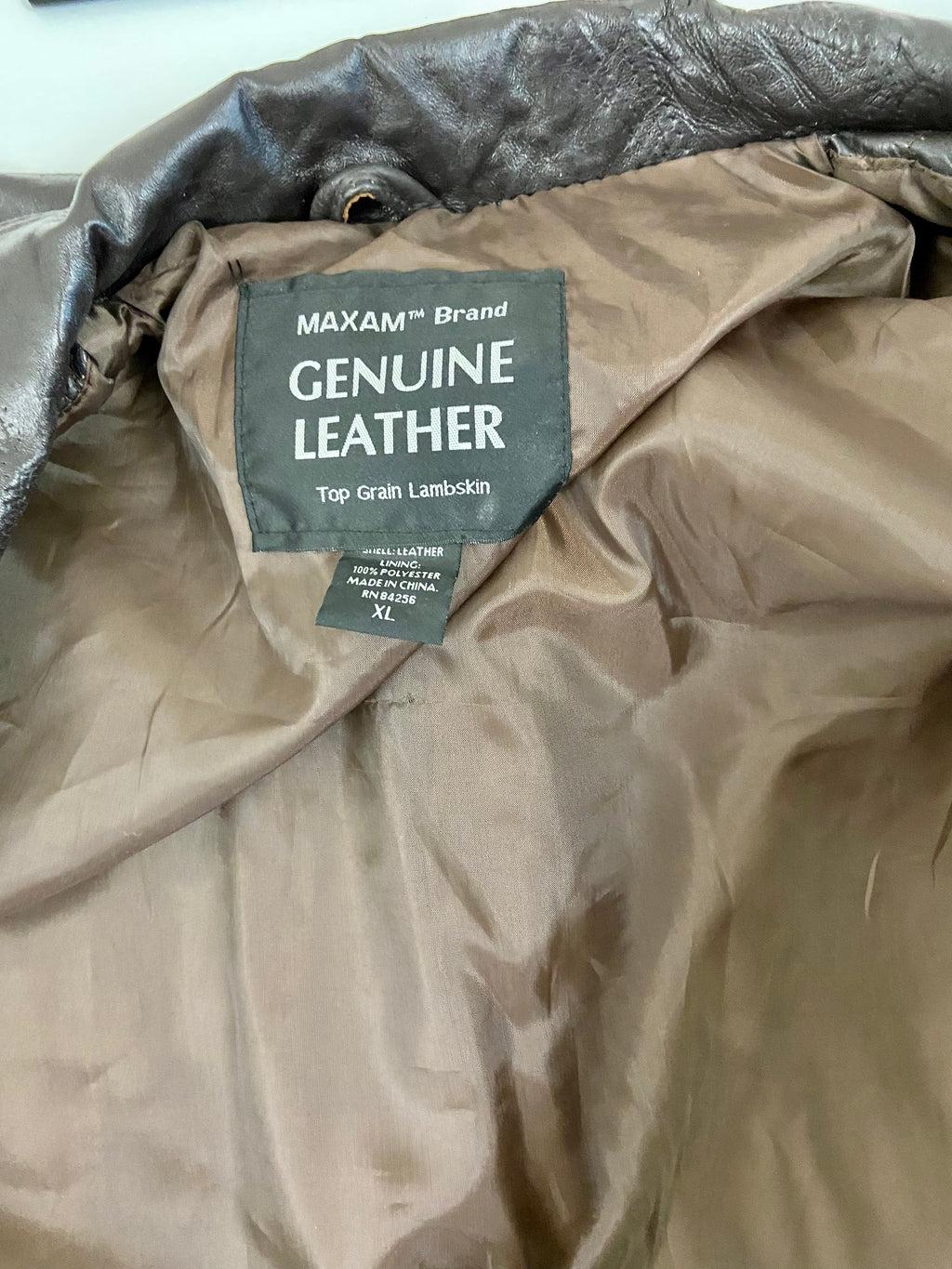 Vintage Patchwork Brown Leather Jacket (XL)