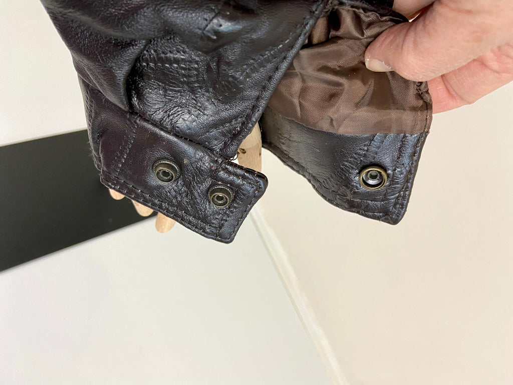 Vintage Patchwork Brown Leather Jacket (XL)