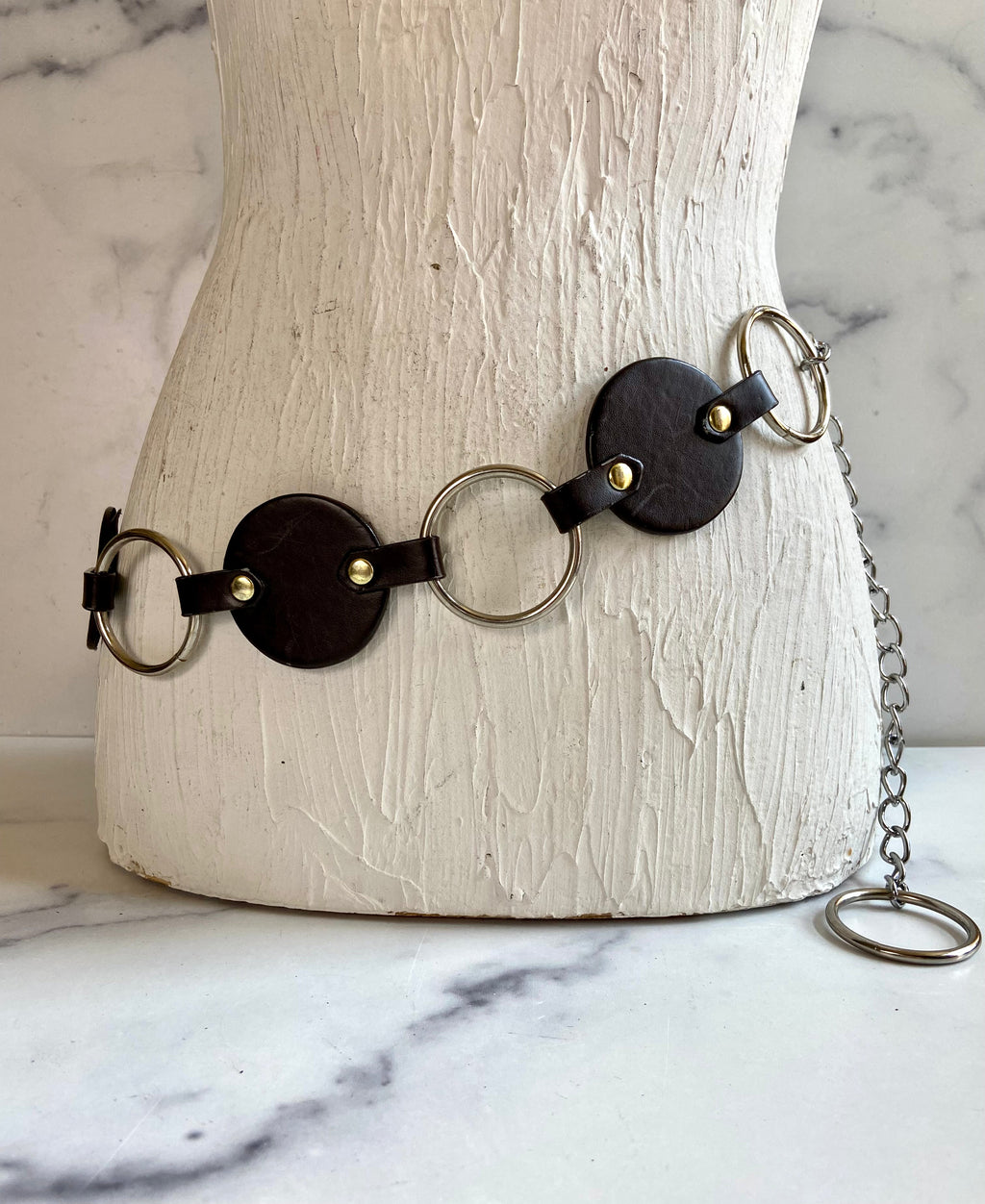 Brown & silver chain belt