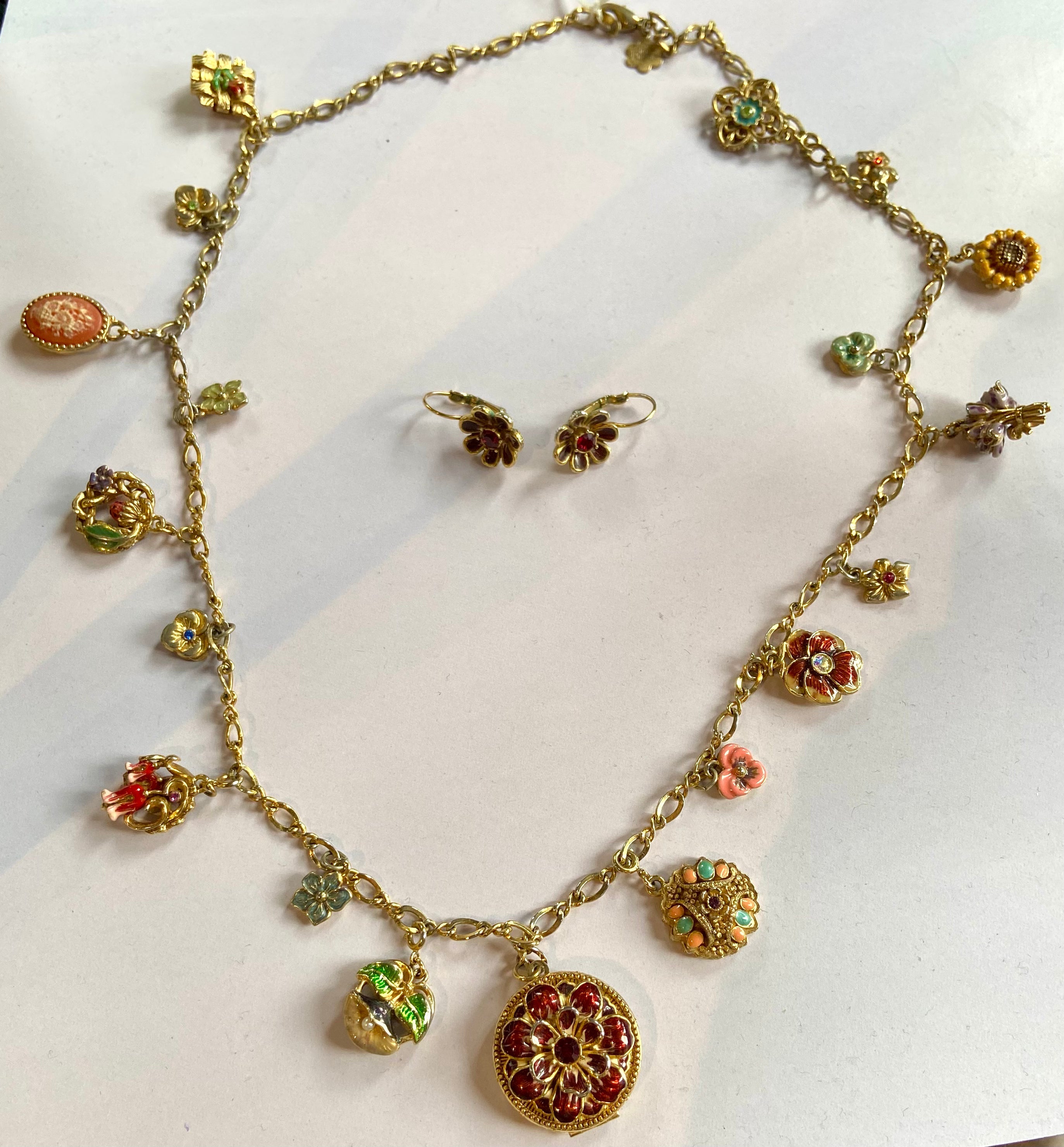 Charm Necklace locket & earrings