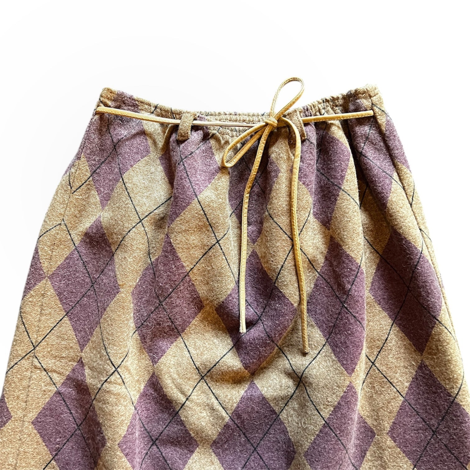 Mauve Tan Plaid Wool Skirt (S)