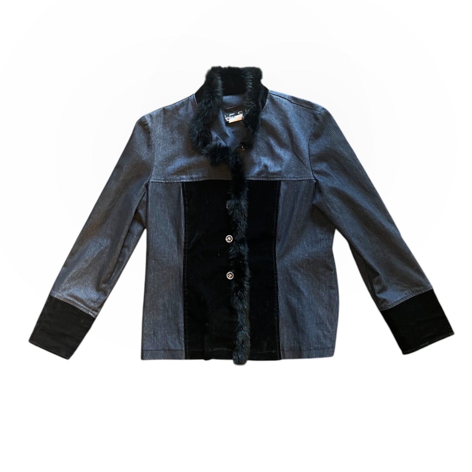 Denim Velvet Jacket Skirt Set (L)