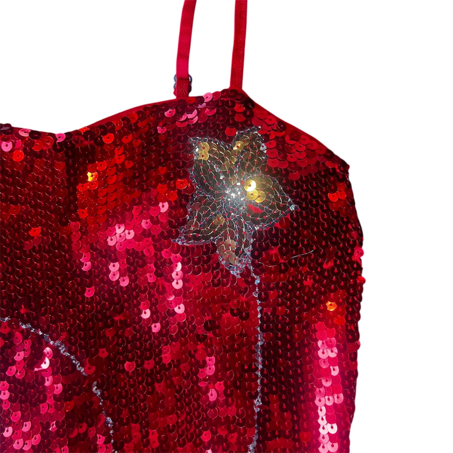 Red Sequin Floral Mini Dress (S)