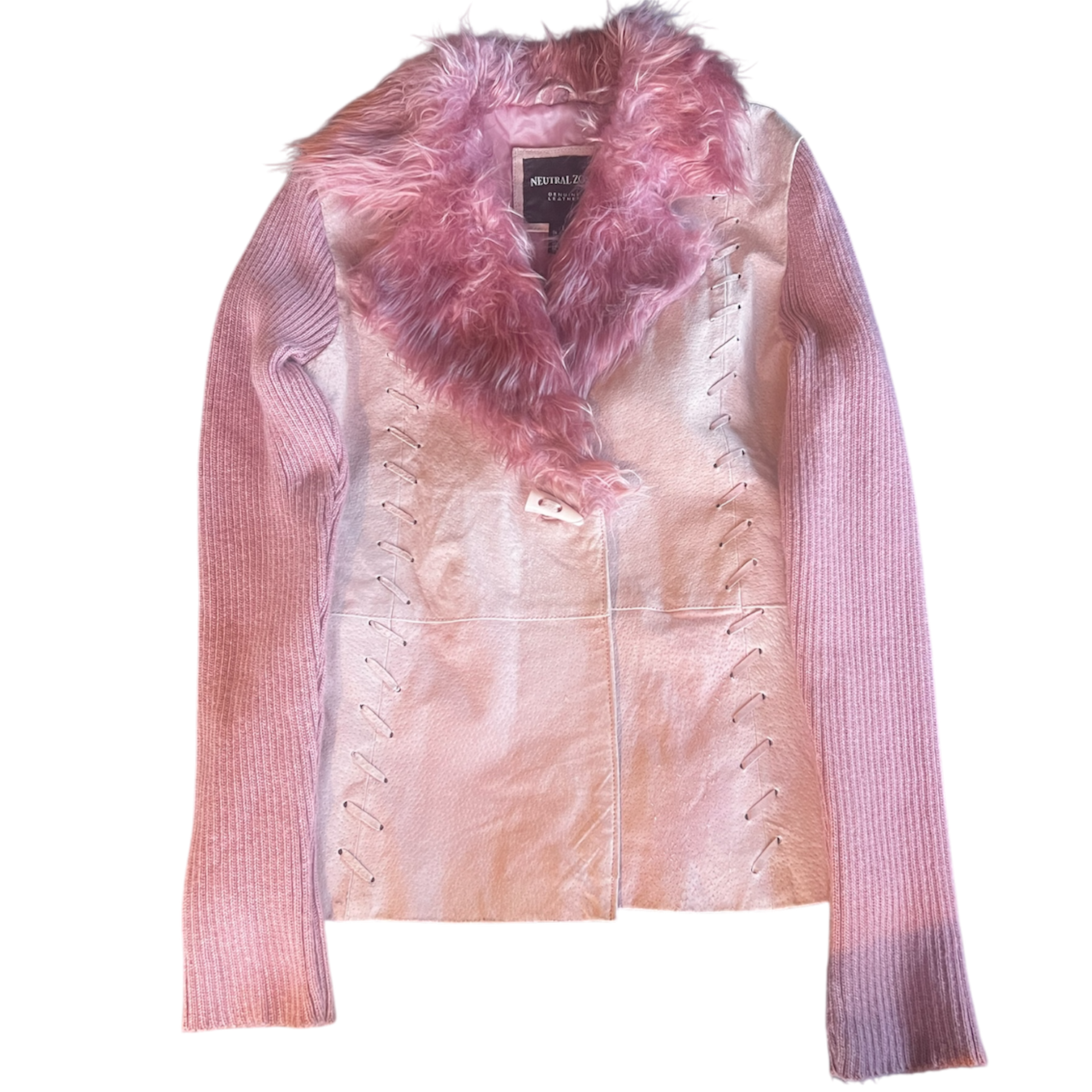 Pink Suede Faux Fur Jacket (L)