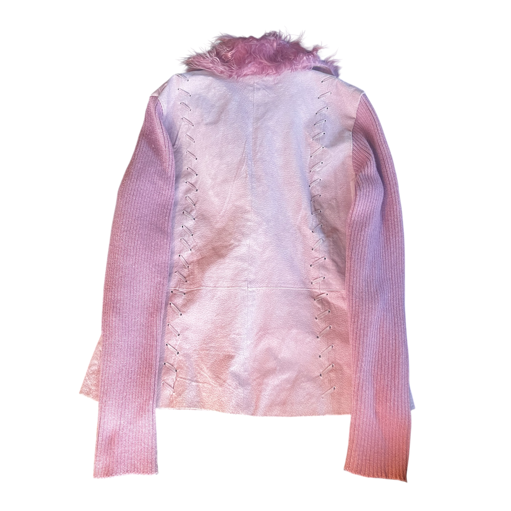 Pink Suede Faux Fur Jacket (L)