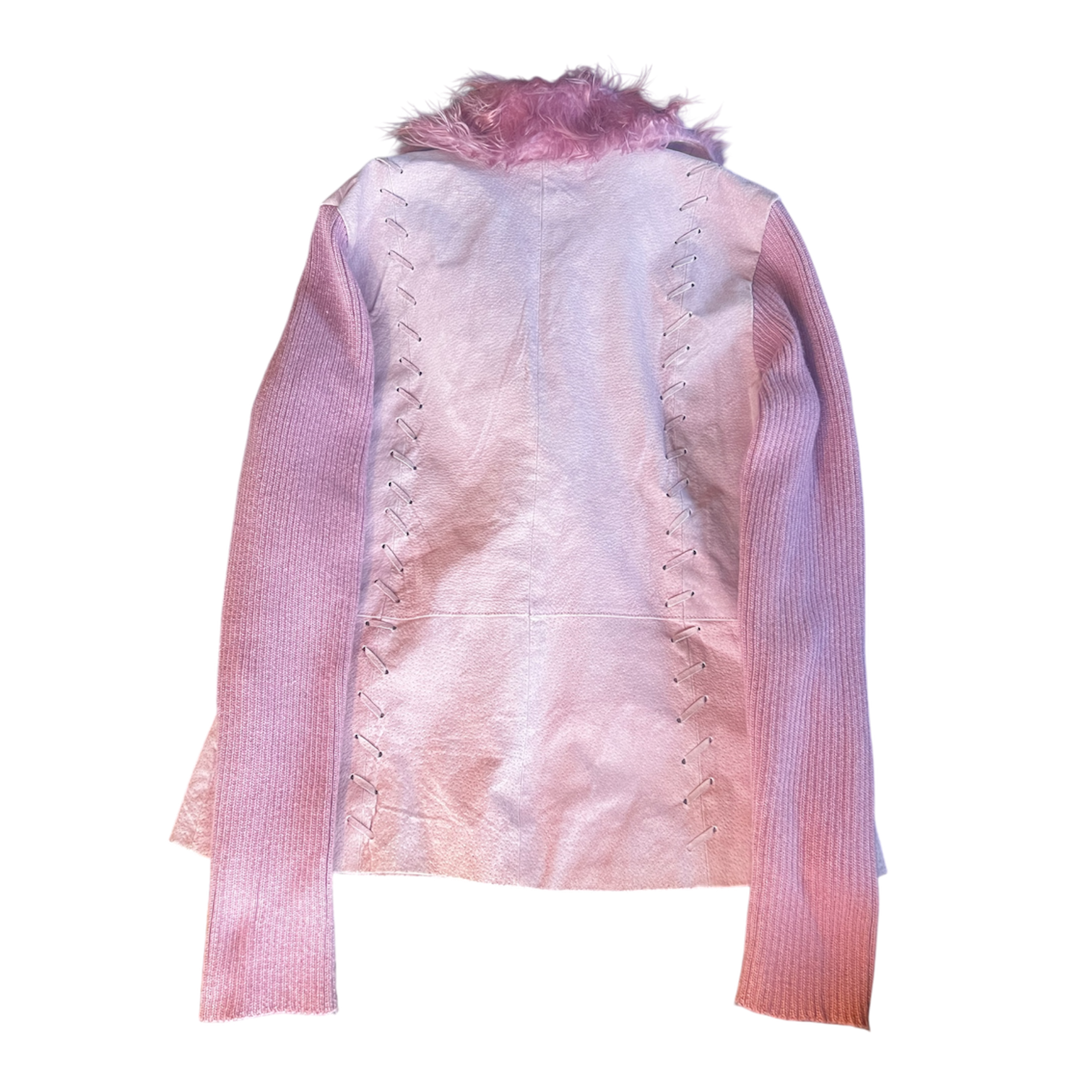 Pink Suede Faux Fur Jacket (L)