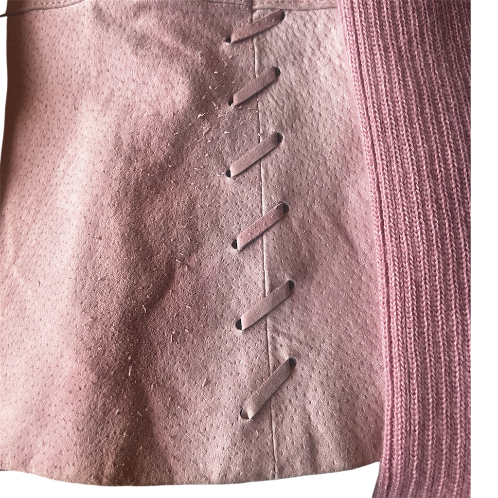 Pink Suede Faux Fur Jacket (L)